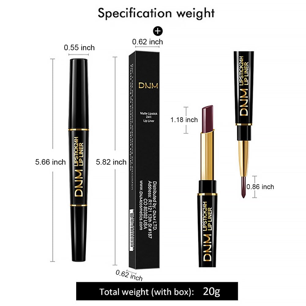 evpct 1Pcs Mauve Red Metallic Lip Liner and Lipstick Set Kit for Women Lips Kit with Lip Liner Lip Stains Long Lasting Waterproof 24 Hour Lipstick and Lip Liners Combo Lipliners Pencil Set 08#