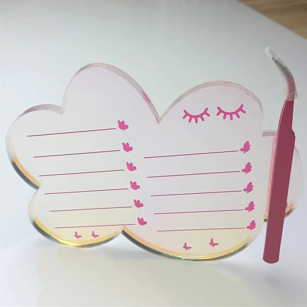 Grafting False Eyelash Acrylic Extension Pallet, Eyelash Extension Tweezers Plate Pad Makeup Palette Individual Training Tools Dazzling (Cloud-shaped A (5.51x3.94in))