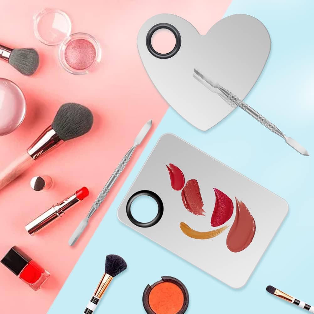 Makeup Palette Lipstick Applicator with Spatula Lip Gloss Brush Makeup Tool Set Suitable for Lipstick, Foundation and Other Cosmetic Color Mixing(Makeup Palette Set)