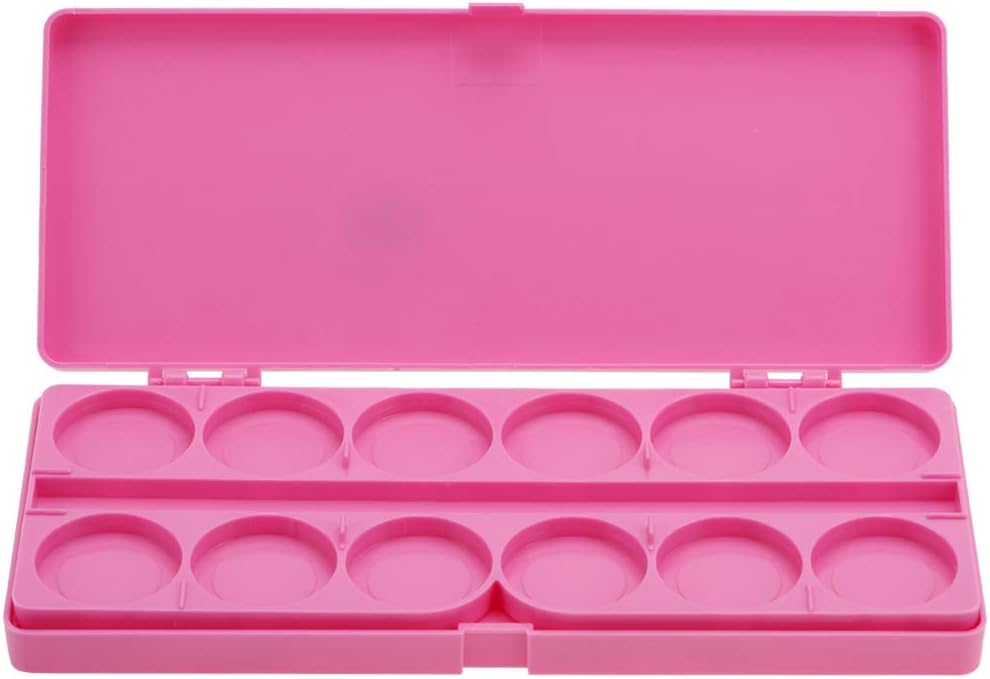 Nail Art Palette, 24 Grid Plastic Nail Art Paint Color Mixing Palette Plate Watercolor Pigment Color Mixing Case Manicure Drawing Tray(Rose Red)