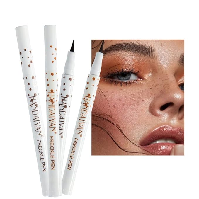Freckle Pen 4 Colors Natural Freckle Pen Fake Freckle Pen Waterproof Long Lasting Soft Spots Natural Relaxing Sun Makeup (Natural Coffee)