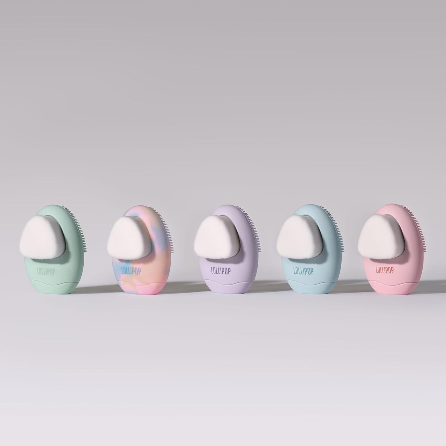 LOLLIPOP Dual-Sided Facial Cleansing Brush | Palm Size Silicone Face Exfoliator and Soft Fiber Cleanser | Manual Face Scrubber for Pores, Makeup Removal, Blackhead and Skincare Routine, Rainbow