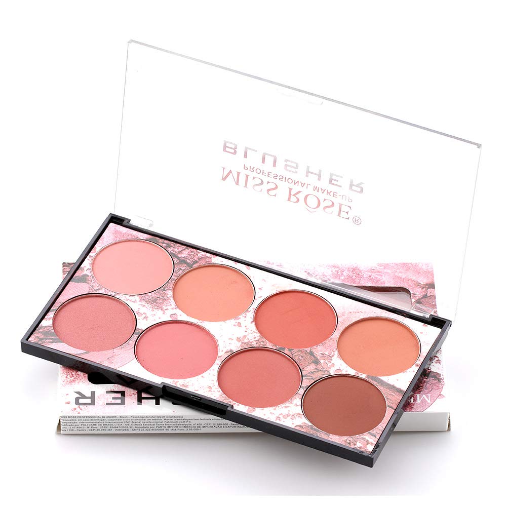 8 Color Blush Palette, Matte and Shimmer Powder, Highlight Face Blusher Buildable, Professional Facial Contour Blush Pallet Pigmented and Long Last For Natural Fair Dark Skin Tone
