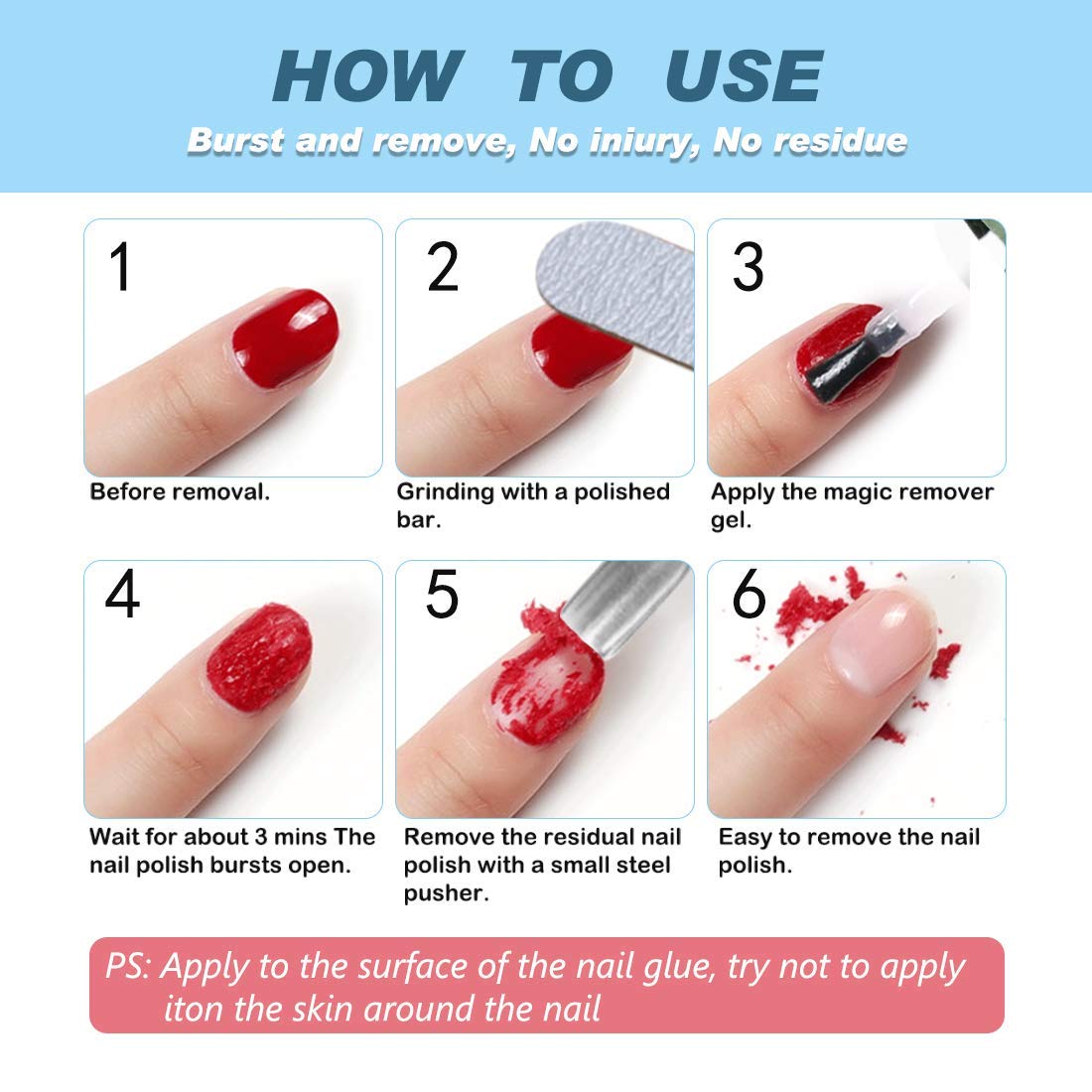 2 Pack Gel Nail Polish Remover, Gel Polish Remover for Nails, Easily Magic Soak-Off Gel Polish in 2-5 Minutes - Safe, No Need For Foil, Soaking Or Wrapping (with 1 Cuticle Pusher and Nail Scraper)