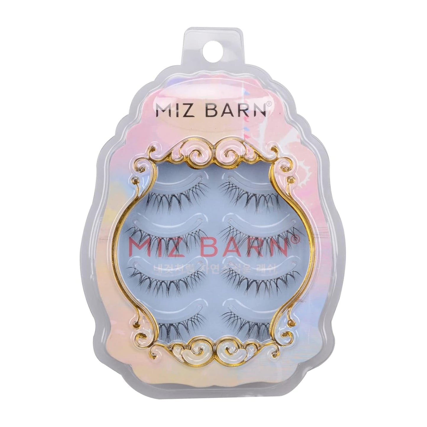 Miz Barn Daily Natural Look False Eyelashes, 4 Pairs Soft Lightweight Comfortable Short Lashes Clear Band Handmade False Eyelashes (W-7)