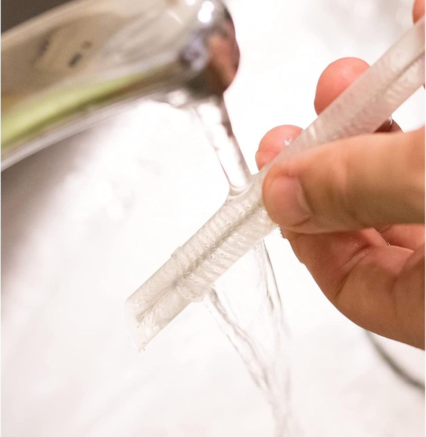 Juvale Straw Cleaner Brush - 12 In, Silver & White, 4-Pack - Stainless Steel Straw Cleaner Brush for Water Bottles & Pipes with Flexible Nylon Tip for Narrow Openings