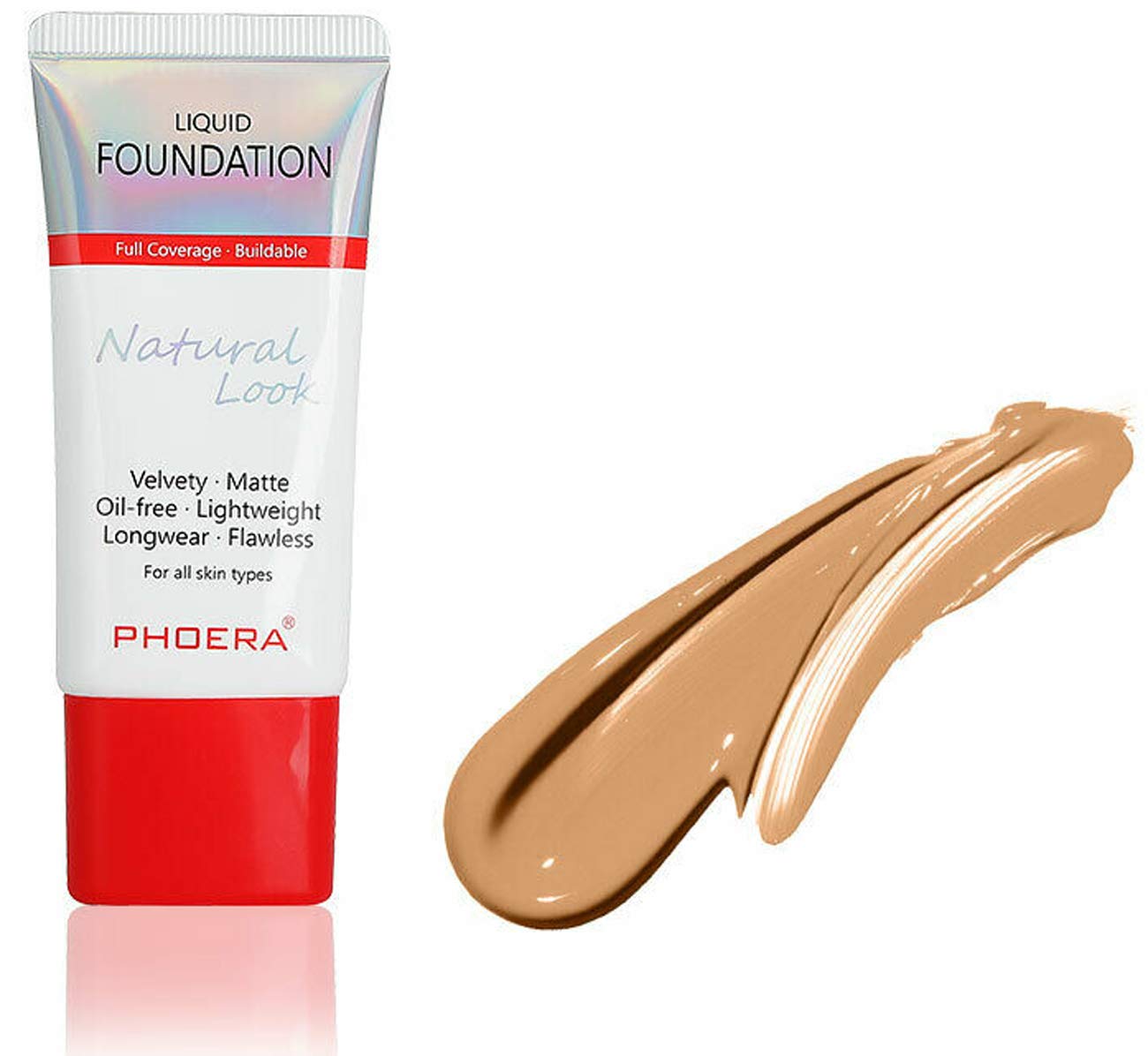 AQUAPURITY PHOERA Full Coverage Foundation New Formula Waterproof Long Lasting Oil Free Velvet Matte Liquid Foundation for Oily Skin Flawless Makeup Base Cream Concealer (105 Sand)