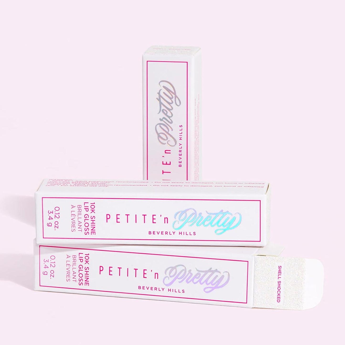 Petite 'N Pretty 10k Shine Lip Gloss Trio Set - Makeup for Kids, Tweens, Teens - High Shine, Lightweight, Made in the USA (Shell Shocked, Diamond Heist, Glow Down)