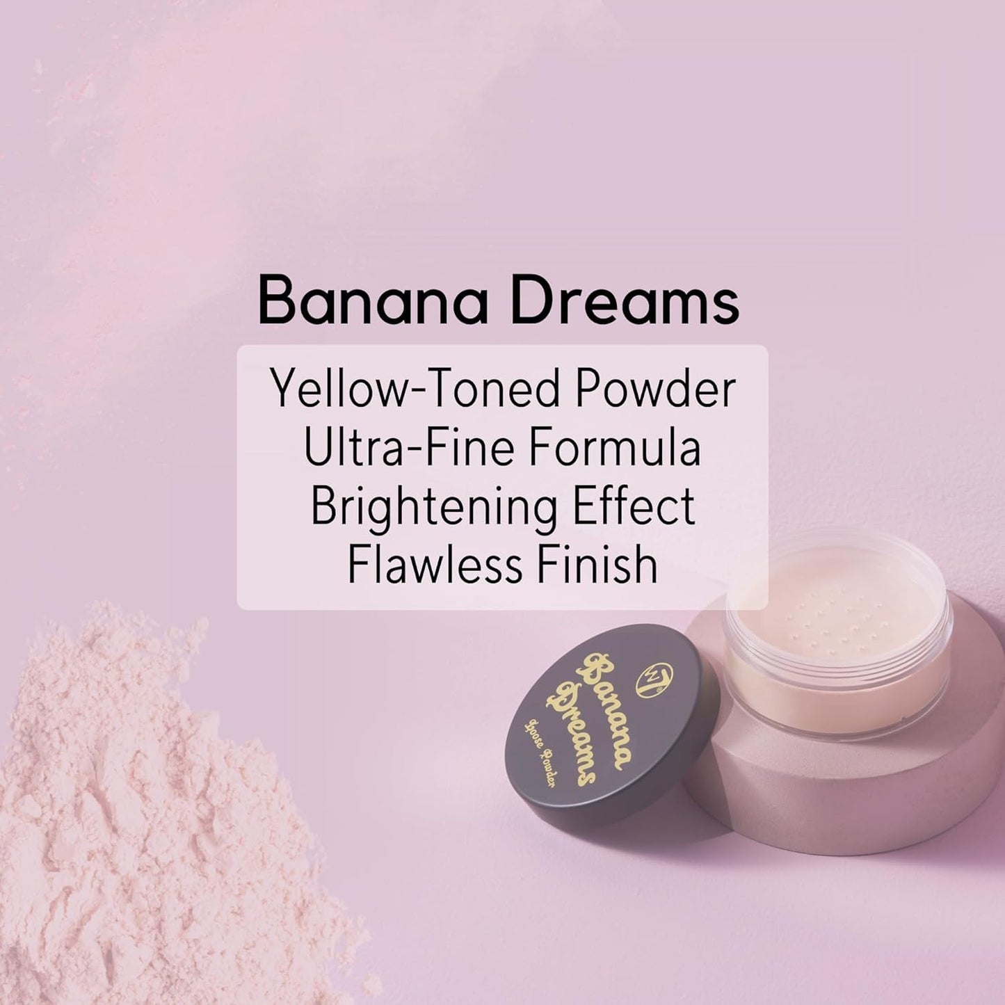 W7 Banana Dreams Application Set - Yellow-Toned Loose Setting Face Powder & Triangle Precision Powder Puff