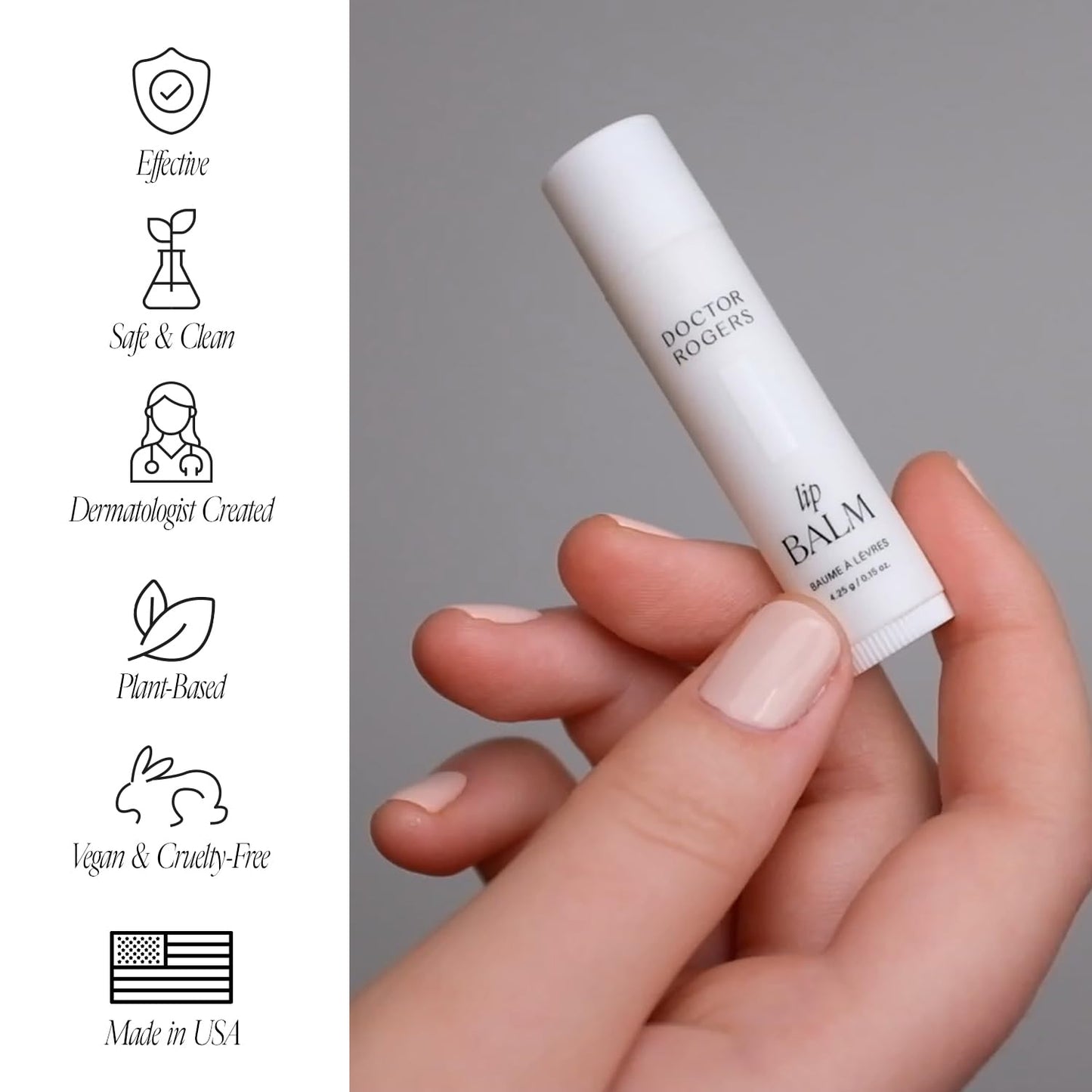 Doctor Rogers Lip Balm, Hydrating and Softening Lip Moisturizer For Very Dry Lips, Dermatologist-Created, Natural, & Hypoallergenic Moisturizing Lip Balms, 4.25g Tube, Pack of 3