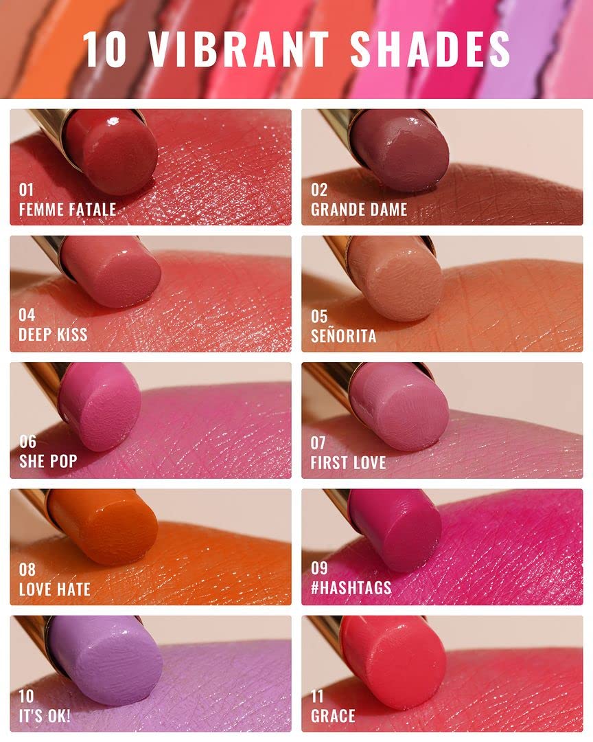 Oulac Apple Red Lipstick - Moisturizing Lip Stick Glossy Solid Shine Lip Gloss, Sheer Shine Juicy Finish, Lightweight and Hydrating Formula for Dry Lip Care, Vegan 2.2g/0.07oz (01)