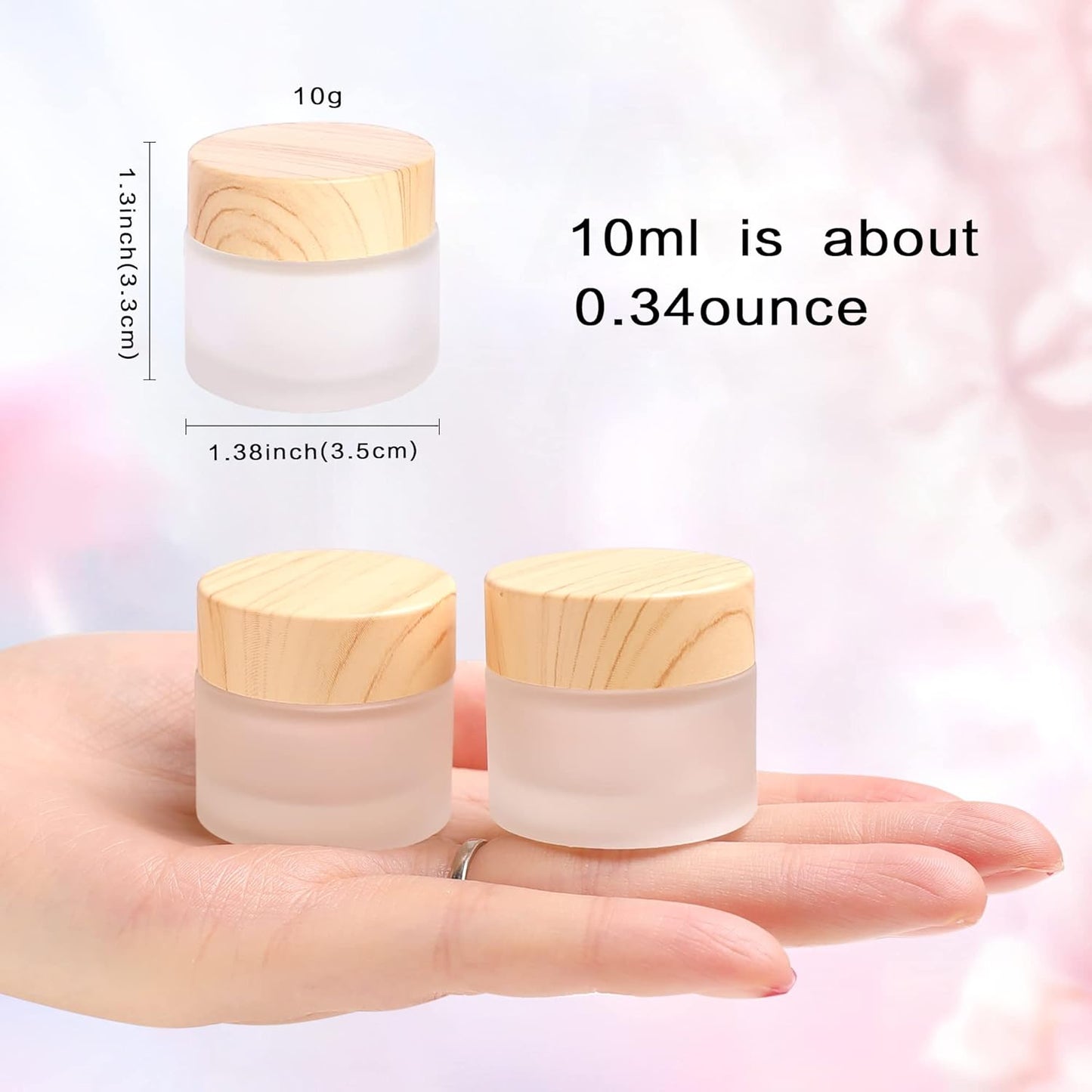 8PCS 10MLGlass Cosmetic Containers with lids,Round Frosted Glass Jars with Leakproof lids,Small Empty Glass Sample Jars for Makeup Lip Scrub Balm Lotions Sample Eye Creams DIY (8 PACK 10ML)