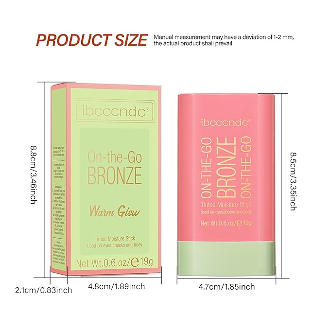 Cream Bronzer Stick,Contour Stick Facial Contouring Stick,Long Lasting Highlighter Waterproof Highlight Makeup,Buildable Shimmer Sparkle Face Bronzer Face Shaping,03 Rich Glow