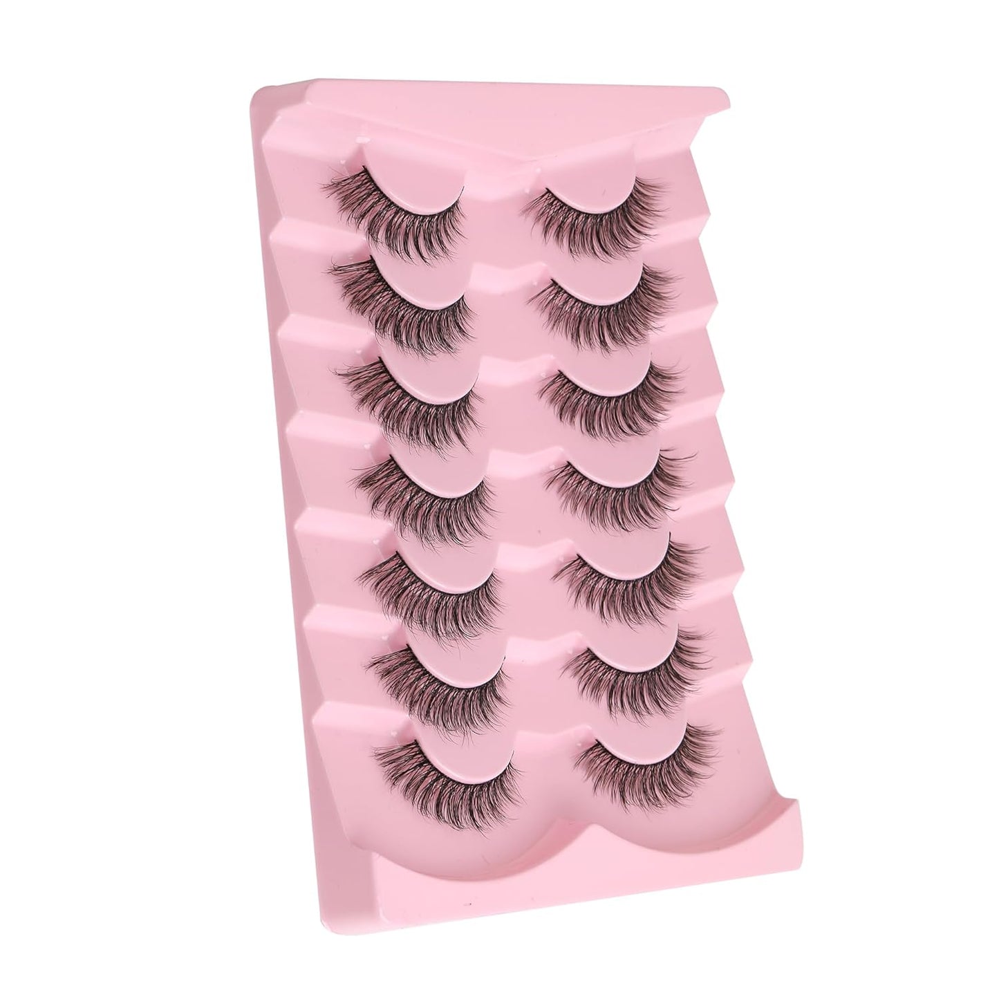 Eyelashes Natural Cat Eye Lashes 16mm Flase Eyelashes Flared Strip Lashes Fluffy False Lashes That Look Like Extensions C Curl Wispy Lashes Siligli Soft Lashes Pack 7 Pair