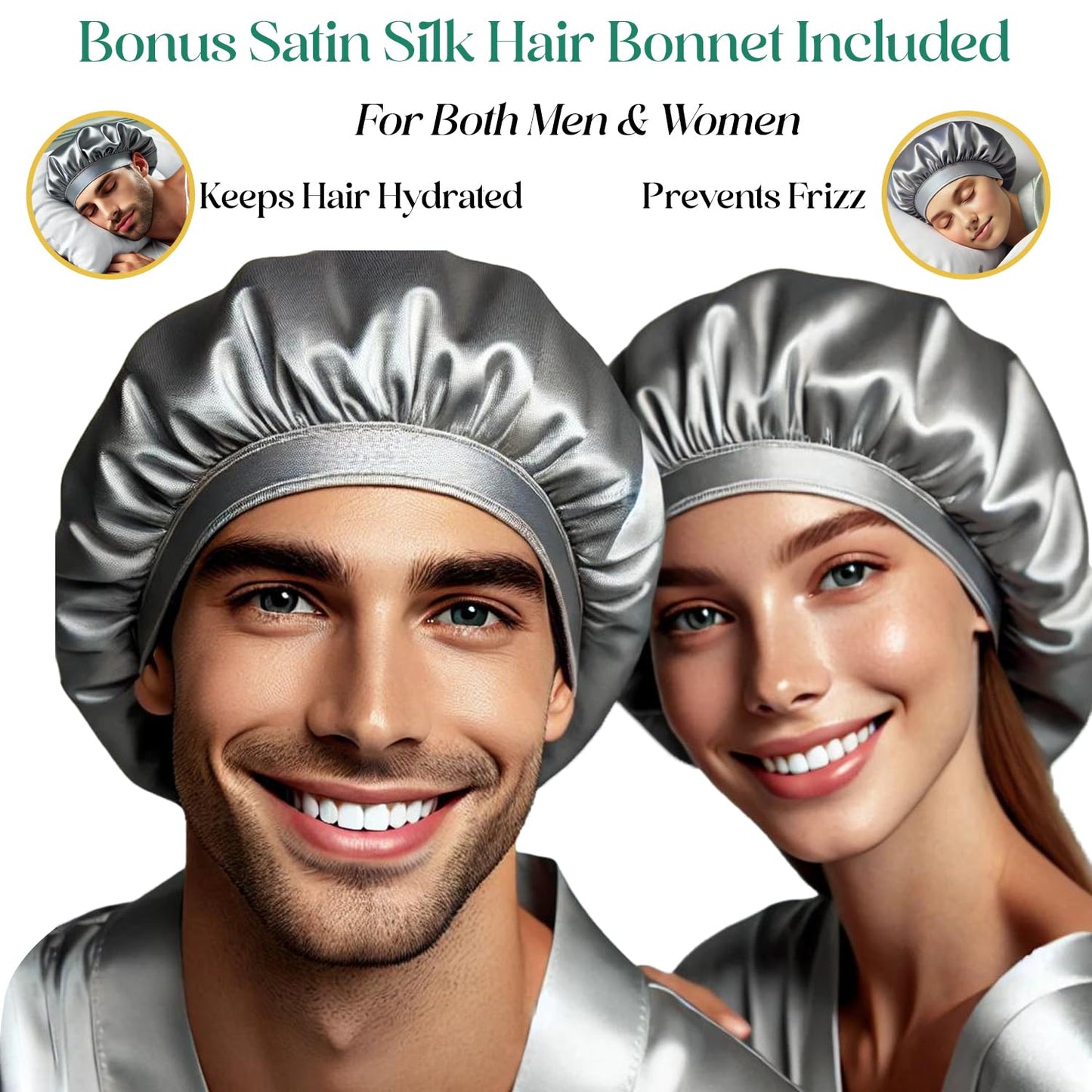 JSK Hair Growth Shampoo & Conditioner Set Biotin & Rosemary for Thinning Hair, DHT Blockers, Hair Care Kit for Men & Women, Includes Scalp Massager & Bonnet, Sulphate-Free Thickening & Moisturizing