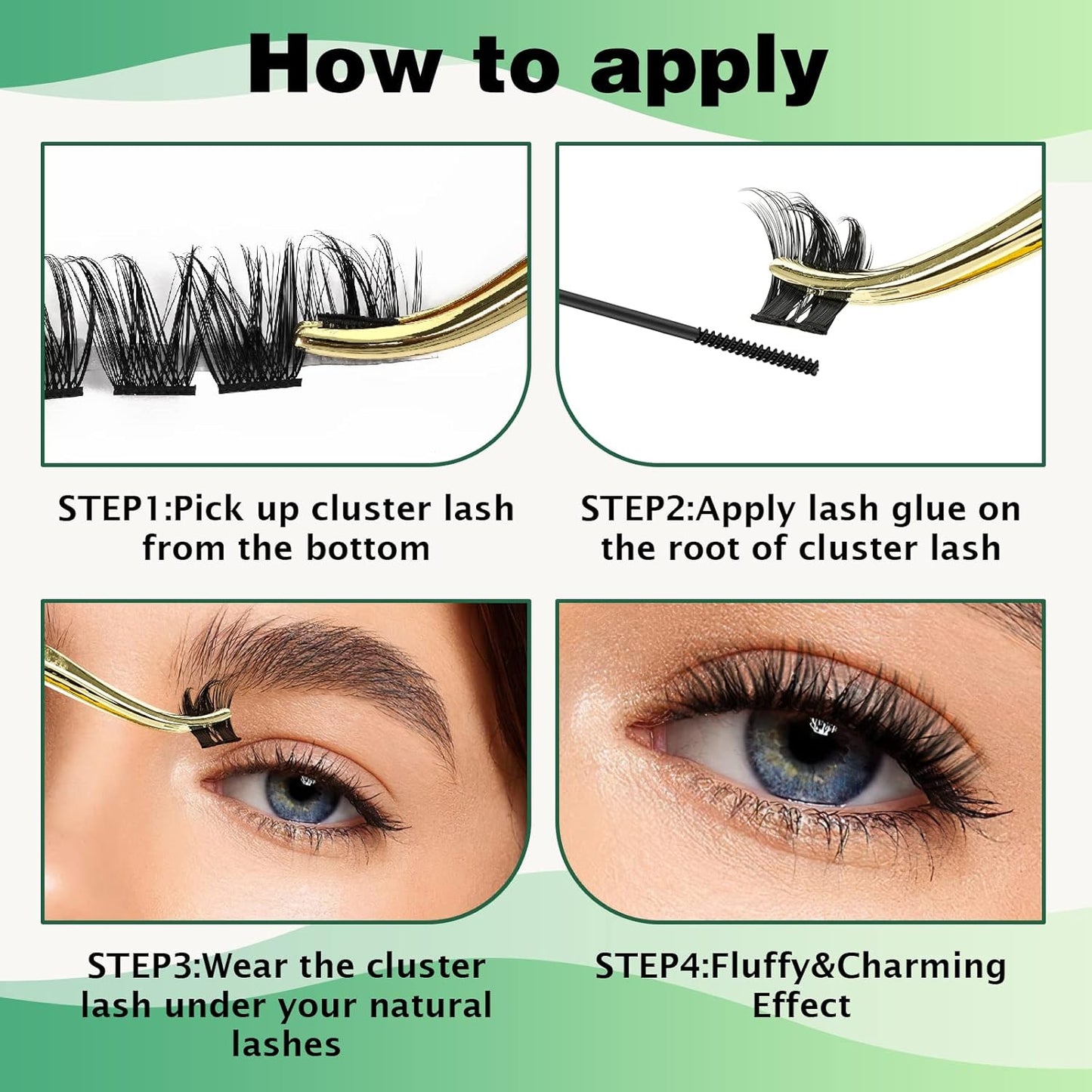 Lash Clusters,96 Pcs Cluster Lashes D Curl 10mm DIY Lash Extensions Eyelash Clusters,KEYYOU Volume Wispy Individual Lashes Soft&Comfortable Easy DIY at Home(Y06,D-10mm)