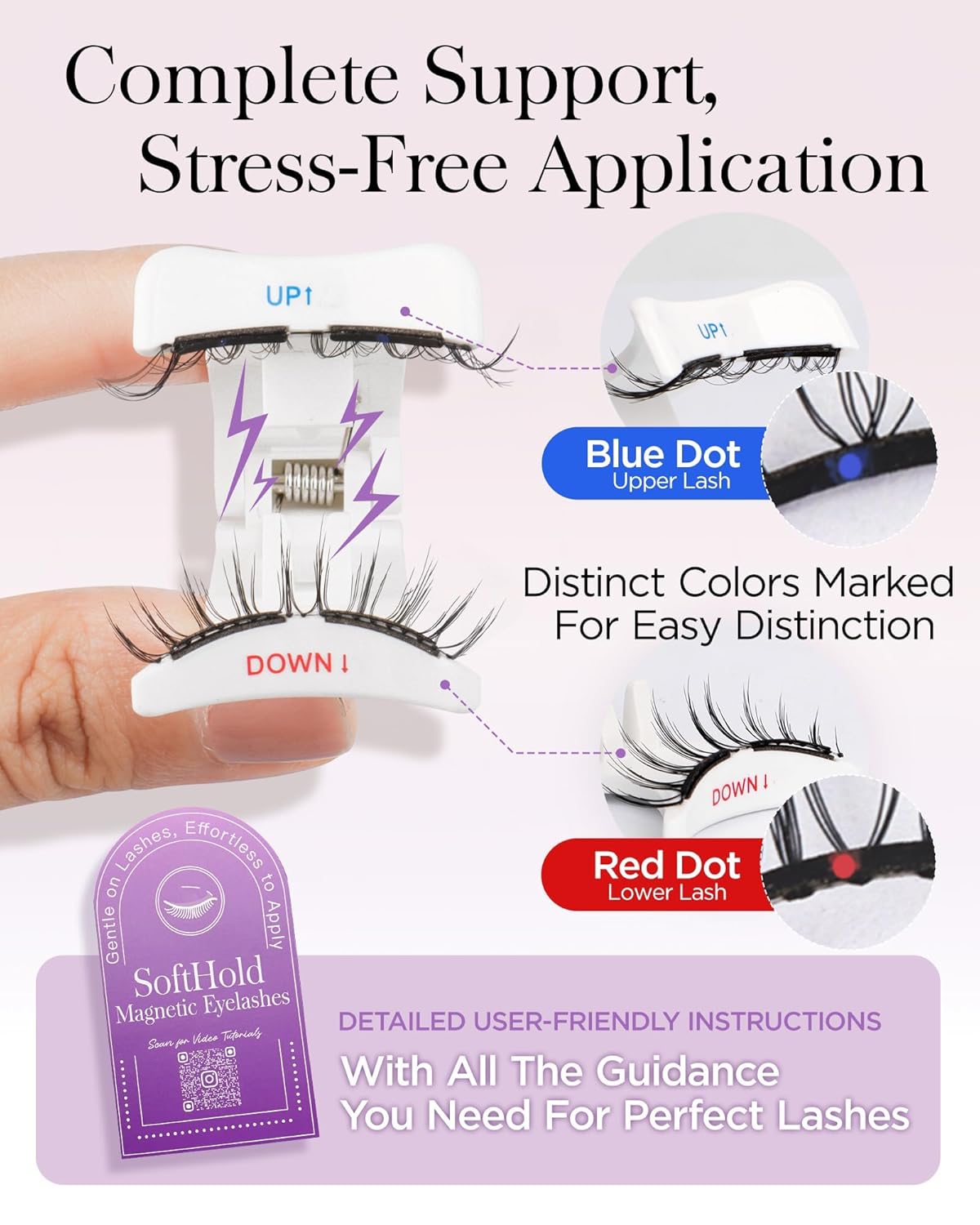 BEYELIAN Magnetic Eyelashes, Soft Natural Look Magnetic Lashes Kit, Magnets False Eyelashes with Applicator Reusable No Glue Needed Eyelashes Easy to Wear and Remove (1 Pair,SME013)