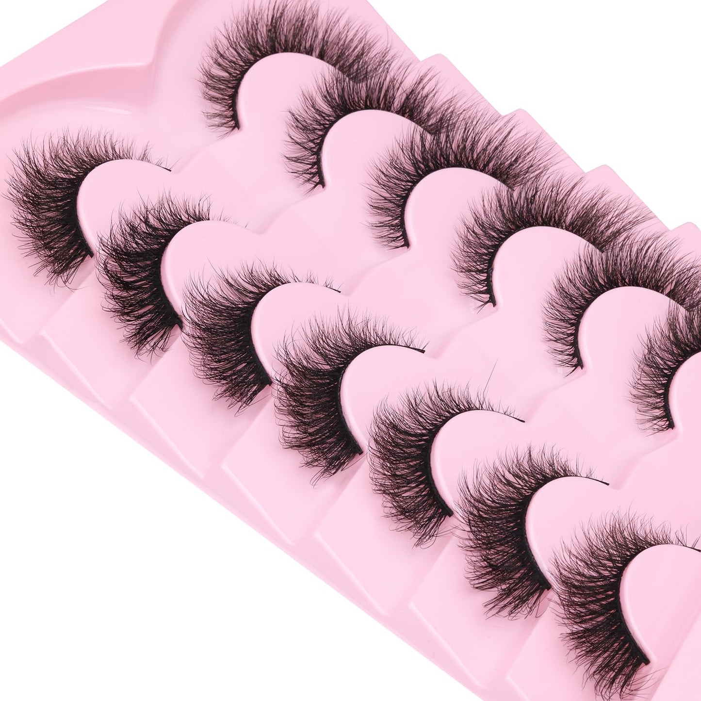 False Lashes Natural Look Faux Mink Eyelashes Wispy Fox Eye Lashes That Look Like Extensions 3D Mink Lashes Natural Strip Lashes Pack 7 Pairs