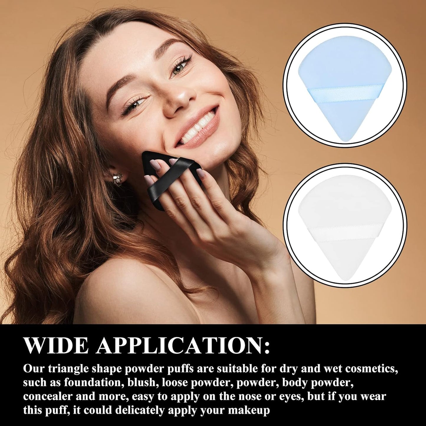 Maitys 12 Pieces Powder Puff Triangle Face Makeup Cosmetic for Loose Powder Soft Body Washable Reusable Foundation Sponge Mineral Wet Dry Makeup Tool for Women(Small,Black, White, Blue)