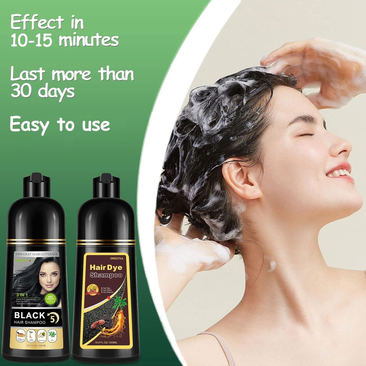 Hair Dye Shampoo 3 in 1, Chestnut Brown Hair Dye 16.9 FL Oz, Hair Shampoo, Semi-Permanent Hair Color Shampoo, Lasts 30 Days (Chestnut Brown)