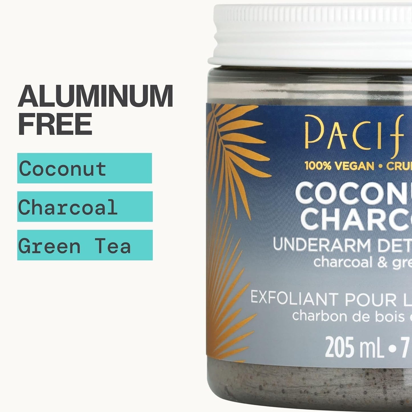 Pacifica Underarm Body Scrub - Armpit Detox Coconut & Charcoal Deodorant– Exfoliating & Nourishing for Natural Deodorant Users – Aluminum-Free & Safe for Sensitive Skin, Vegan & Cruelty-Free, 7 fl oz