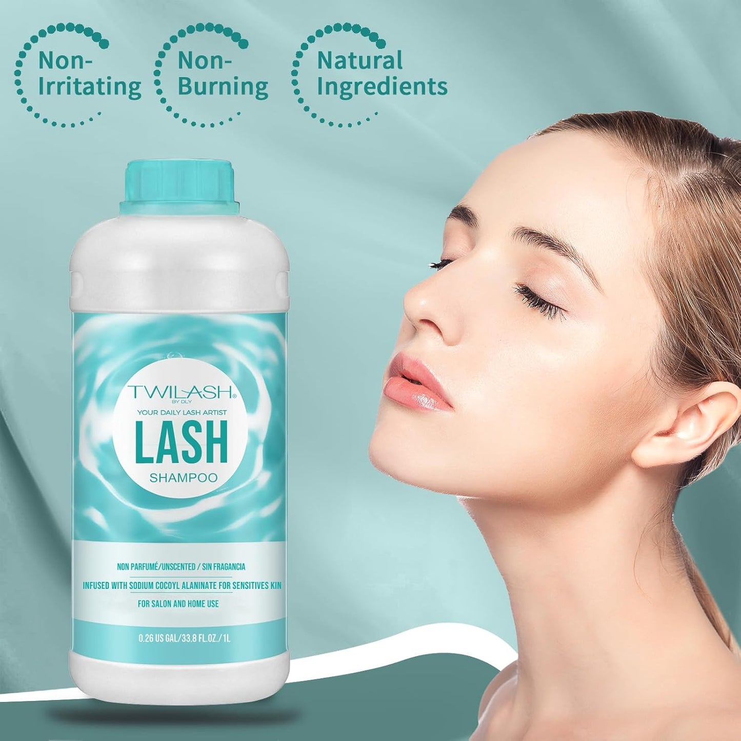 Lash Shampoo Bulk Upgraded Formula, Eyelash Cleanser for Extensions 1 Liter, Safe Makeup Remover, Non-irritating or Burning Formula Eyelid Foaming Cleanser for Professional Salon and Home Use