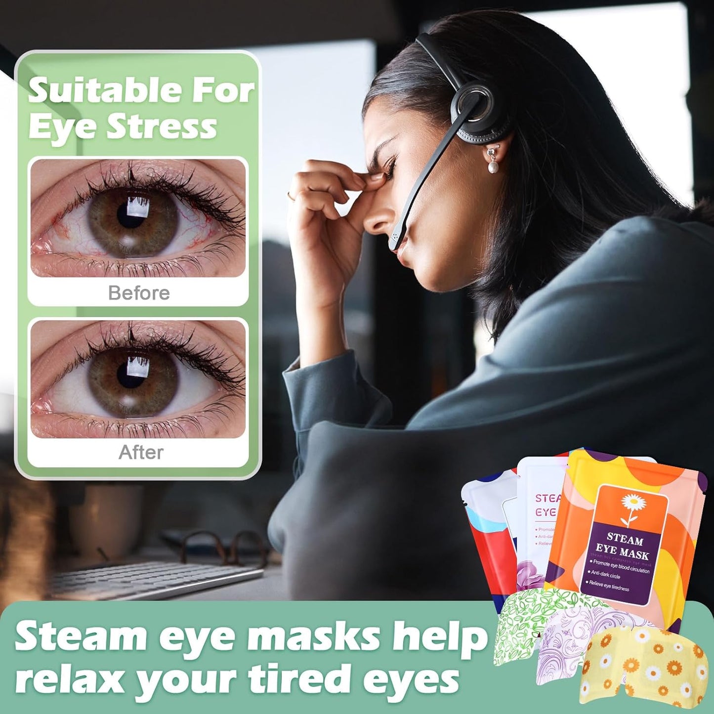 96 Packs Steam Eye Mask Disposable Self Heating Eye Mask for Dry Eyes Spa Warm Sleep Eye Mask for Home Office Travel Eyestrain Relieve (Unscented, Lavender, Chamomile)