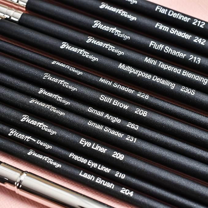 Makeup Artist MUST HAVES 42Pcs Makeup Brushes Set with Real Natural Goat Hair By BUEART DESIGN (42Pcs Matte Pearl Black)