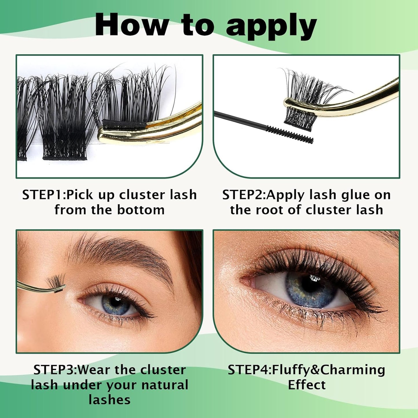 Lash Clusters 96pcs Individual Lashes Y04 D Curl 16mm Eyelash Clusters KEYYOU Volume Wispy Lash Extension Soft&Comfortable Easy DIY at Home(Y04,D-16mm)