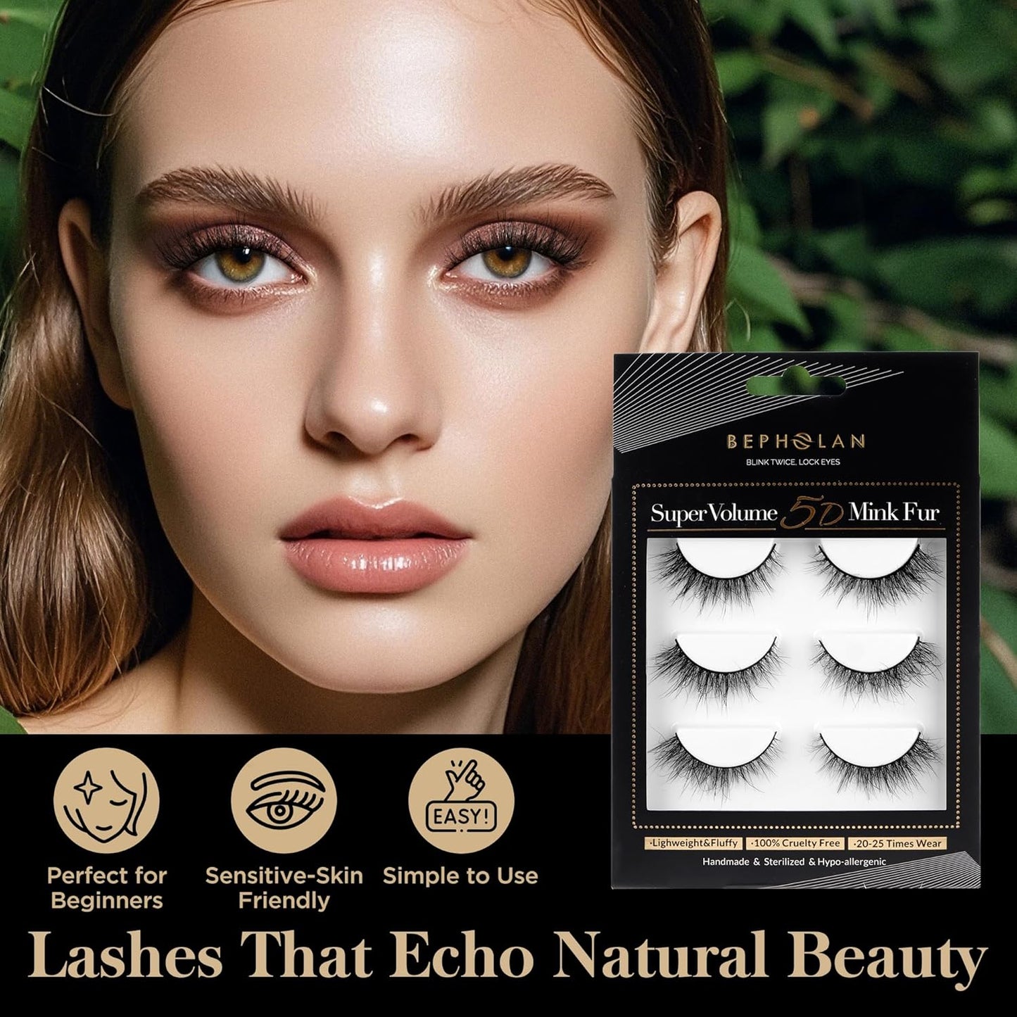 Lashes Mink Natural False Eyelashes - Bepholan Fake Eyelashes Natural Look 3-Pack Cat Eye Lashes Manga Eyelashes Fluffy,XMZ209