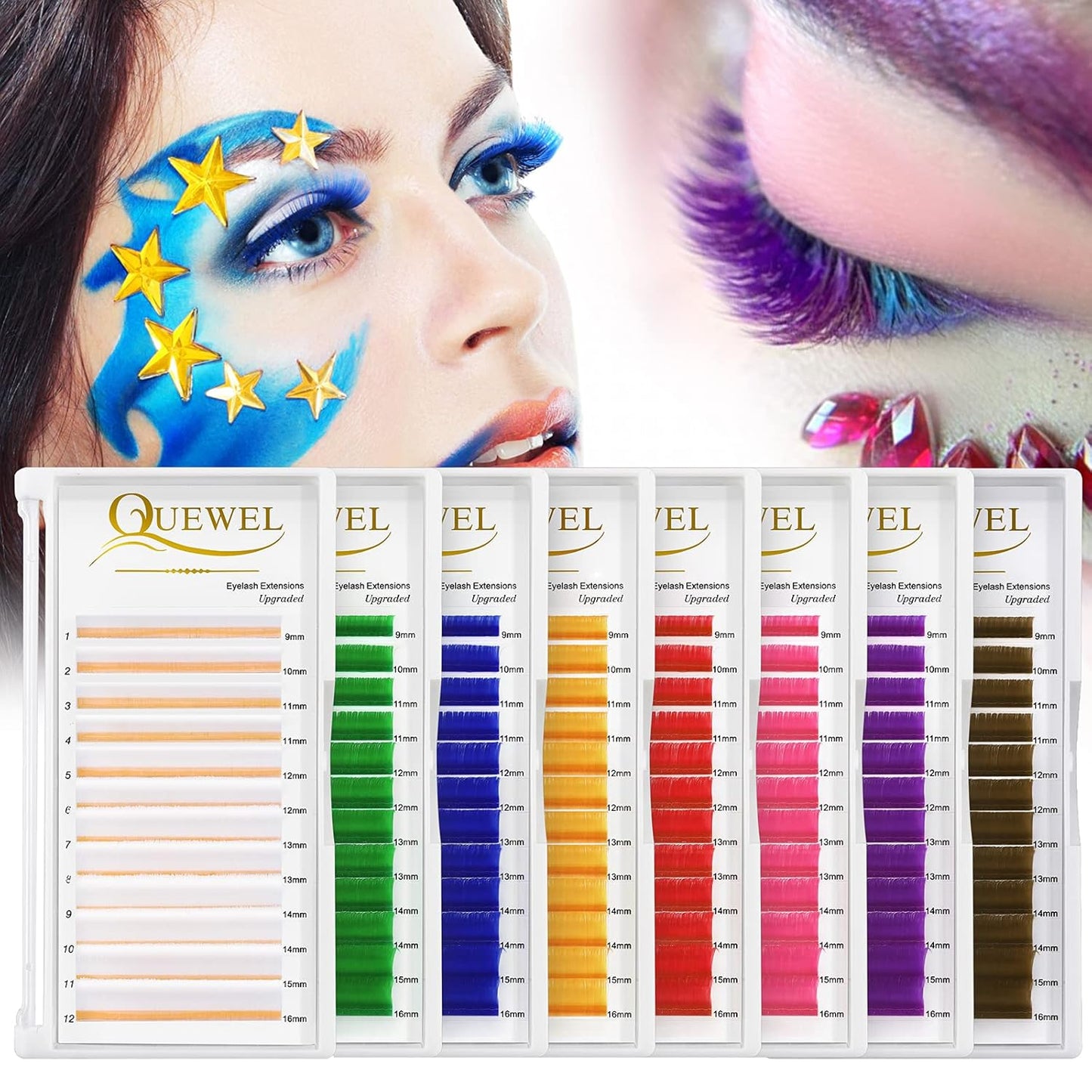 Colored Lash Extensions Easy Fan Volume Lashes Brown Lash Extensions 0.07 C Curl 9-16mm Mixed Tray 3D 5D-20D Rapid Blooming Flower Self Fanning Mega Volume Eyelash Extensions (Brown .07 C 9-16mm)