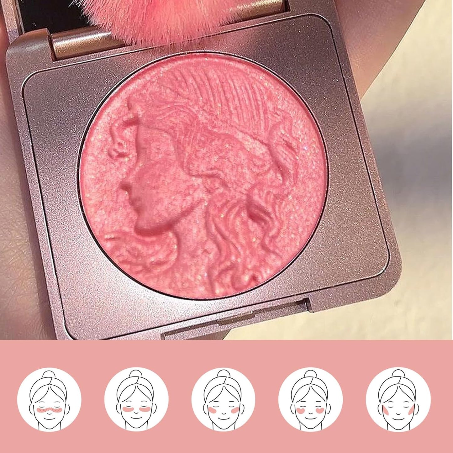 Embossed Smooth Powder Blush Palette for Cheeks, Powder Blush Palette, Embossed Girl Blush for Cheeks, Matte Face Powder Blush Palette (Pink+Orange)