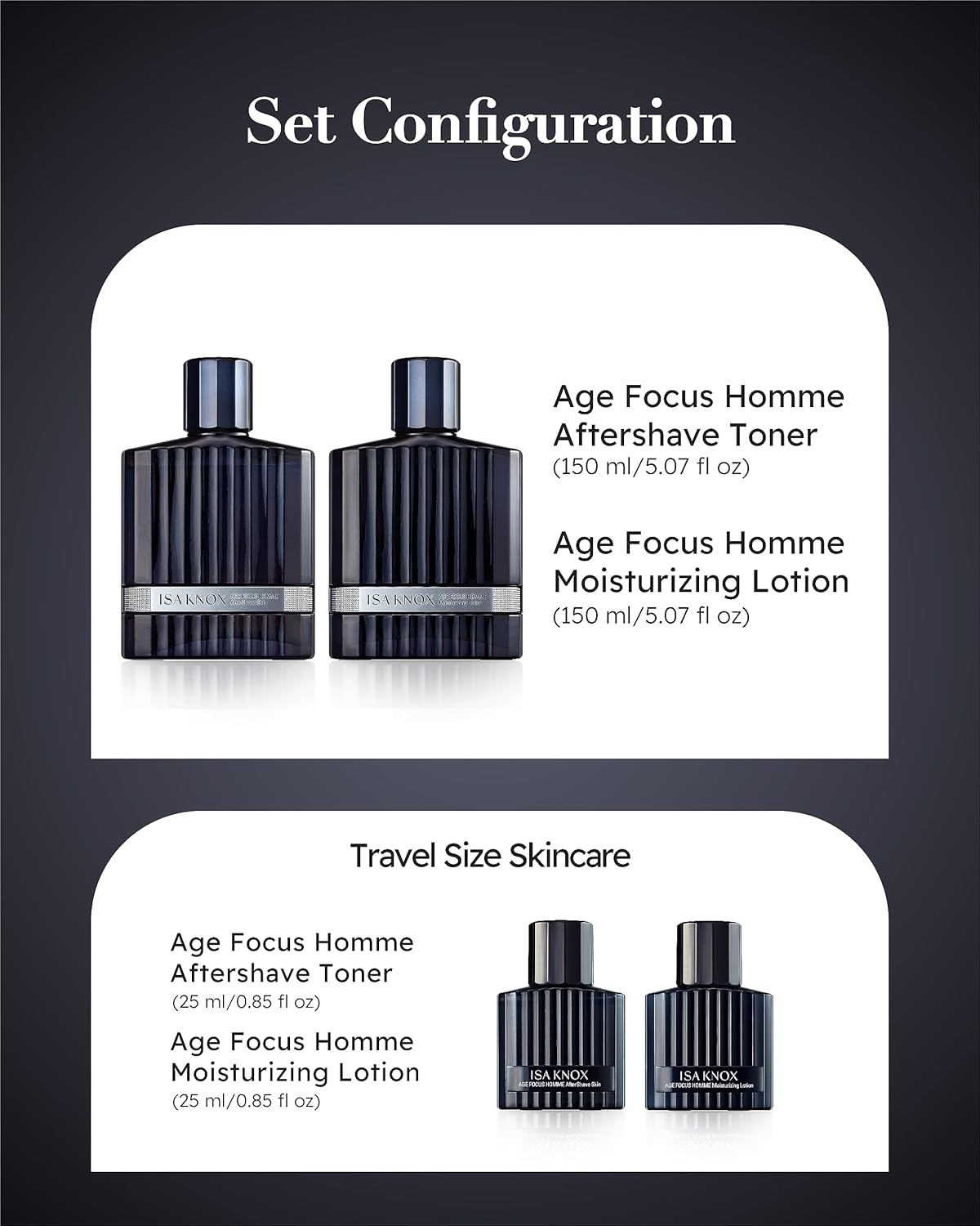 ISA KNOX Age Focus Homme (Premium Skincare Gift Set, 12.2fl oz) - Even Skin Tone & Wrinkle Care. Toner and Lightweight Moisturizer Set , Niacinamide, Adenosine | Korean Skincare,