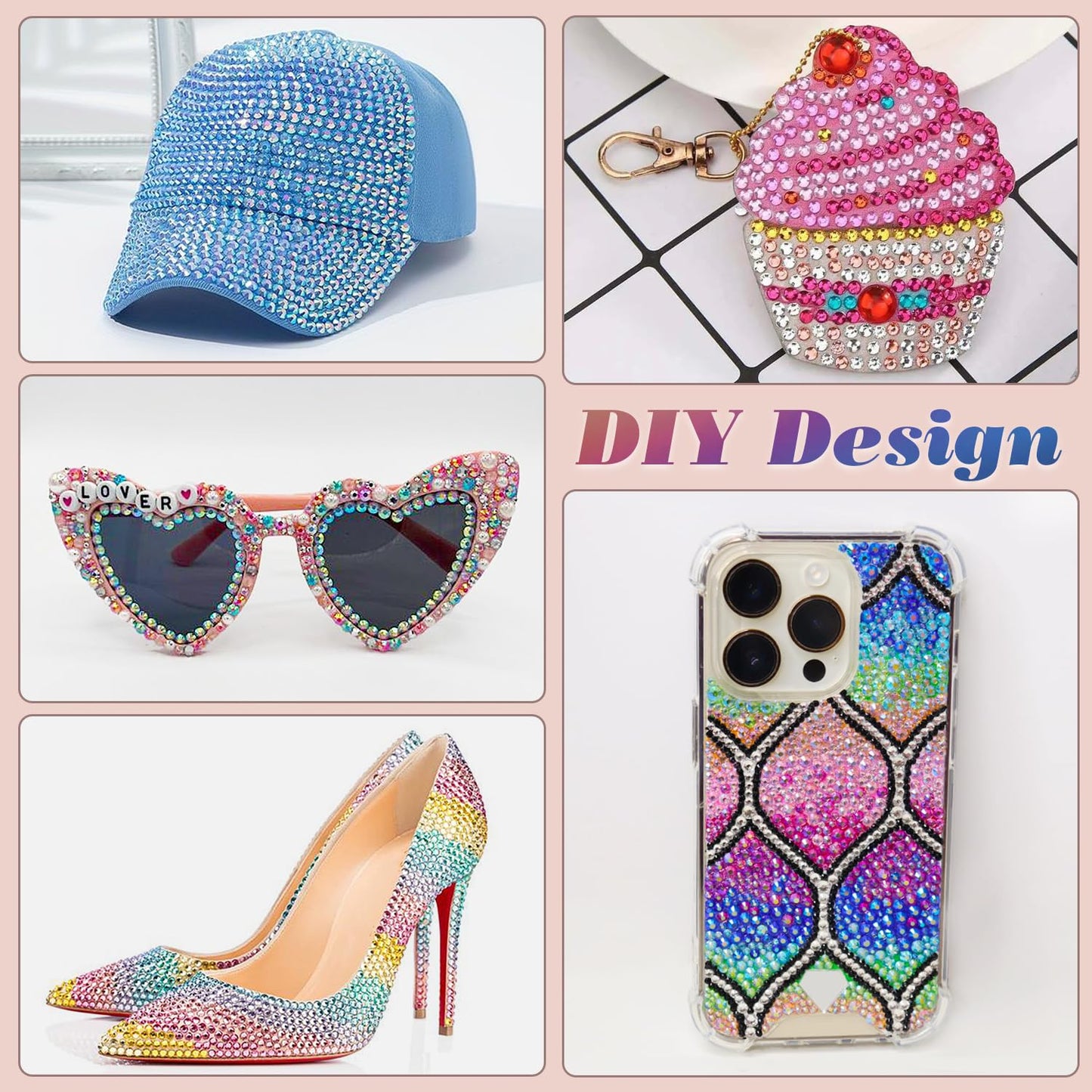 8500 PCS Flatback Rhinestones for Crafting and 3PCS B7000 Glue (Pack 1), 2 Boxes of Rainbow Resin Rhinestones Gems Charms for Bedazzling DIY Crafts Fabric Clothing Tumblers Shoes Nail Art