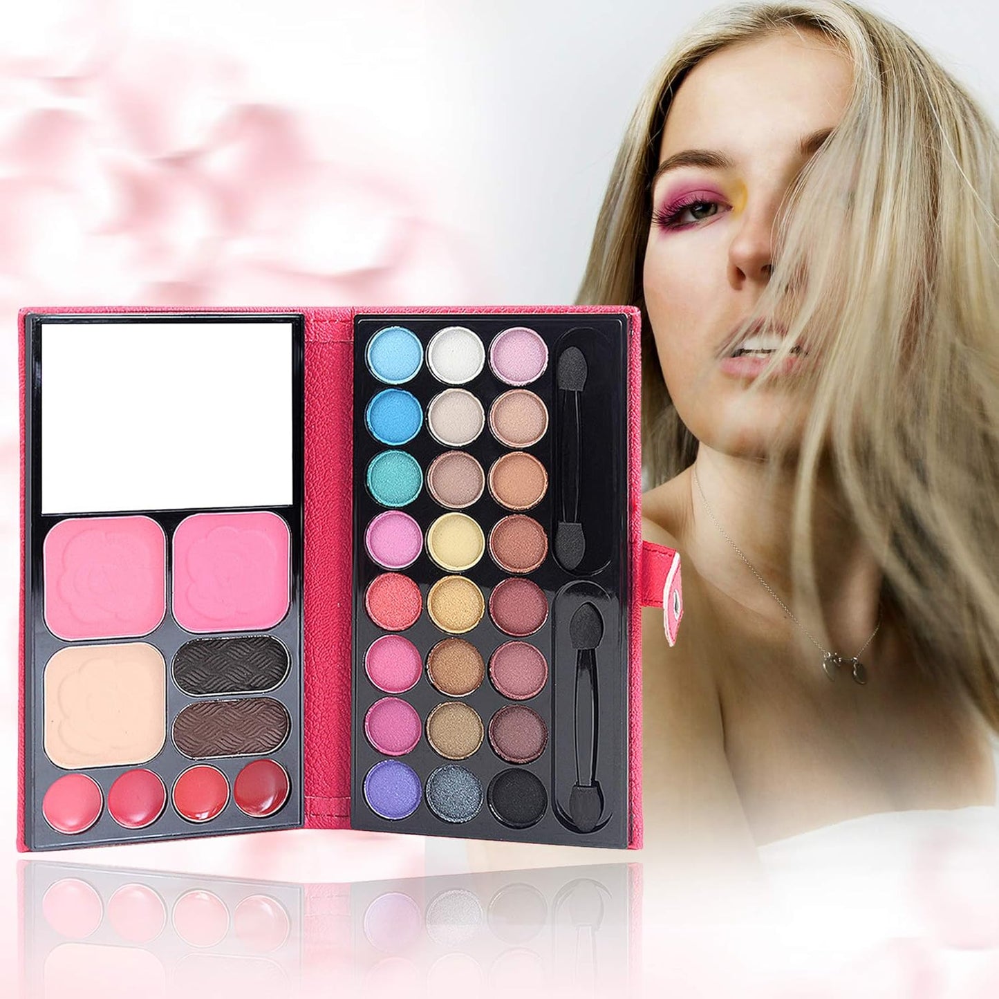 Cosmetic Make up Palette Set Kit, 24 Colors Eyeshadow/Lip Glosses/Eyebrow Powder/Blushers/Pressed Powder/Mirror/Brushes, All-in-One Makeup Gift Set for Teens Girls Beginners Pros