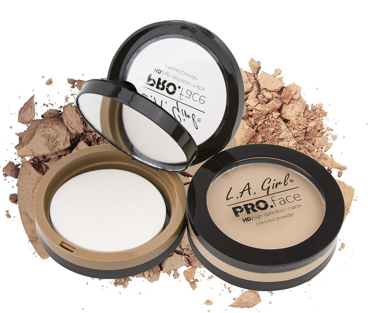 L.A. Girl Pro Face HD Matte Pressed Powder, Medium Beige, 0.25 Ounce (Pack of 3) (GPP609)
