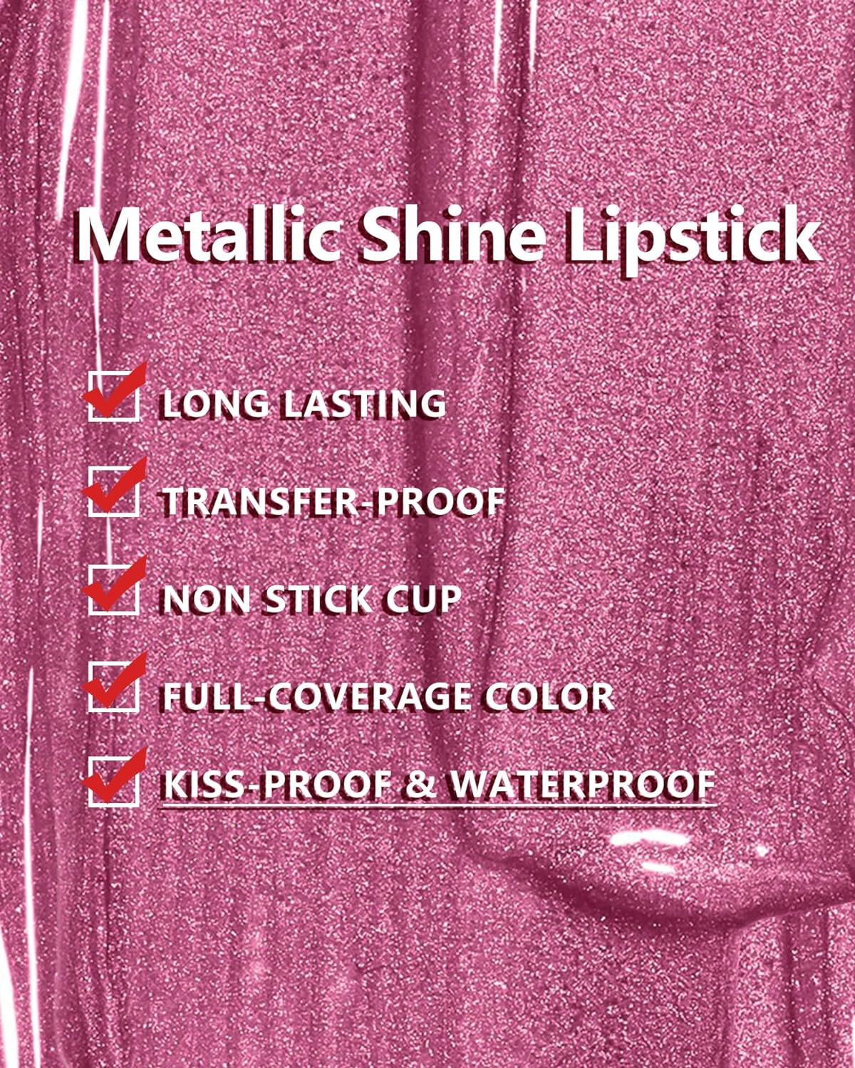 MAKI YIKA Red Lipstick for Women Metallic Lipsticks Glitter Long Lasting Lipstick No Smudge No Transfer Liquid Lip Gloss (BR08 Bad Romantic)