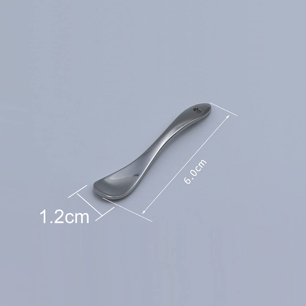 4 Pieces Zinc Alloy Makeup Spatula Eye Cream Spoon Beauty Scoop Mini Spoon Makeup Beauty Spoons Mini Cosmetic Skincare Spatula for Cream Lotions, Spoon Shaped, Silver-Color