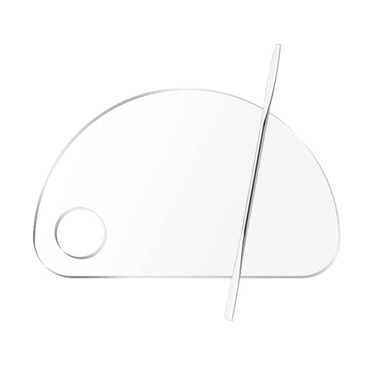 Set of 2 Semicircle Acrylic Makeup Palette and Metal Spatula Acrylic Cosmetic Palette Cosmetic Artist Palette Mixing Palette with Spatula Nail Art Eye Shadow Lipsticks Mixing Makeup Tools