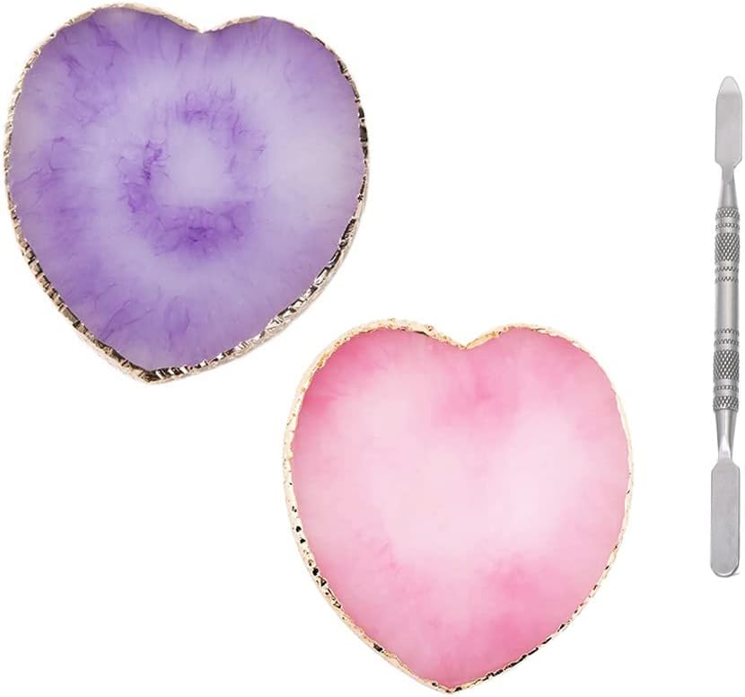 2 Pcs Herat Phnom Penh Resin Nail Art Palette,Nail Art Gel Nail Polish Palette Nail Art Painting Palettes with Stirring Rod Nail Piece Display Tool Cosmetic Makeup Mixed Color Palette Tray