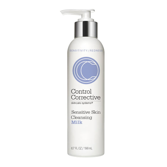 CONTROL CORRECTIVE Sensitive Skin Cleansing Milk, 6.7 Oz - Creamy, Calming Cleanser With Soothing Liden Flower, Gentle, Comfrey, Aloe Vera, Chamomomile Extracts, Removes Make-Up & Daily Build Up