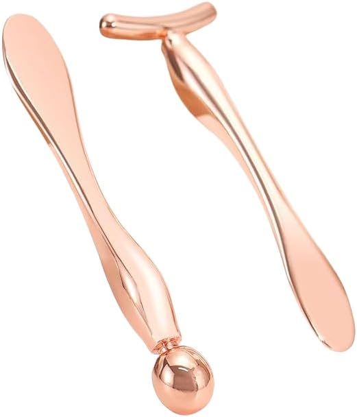 2 Pieces Eye Cream Applicator Facial Roller Massage Tool, Eye Massage Stick for Women, for Facial Massage, Eliminate Eye Fatigue, (Rose Gold) Gift for Women, Clear