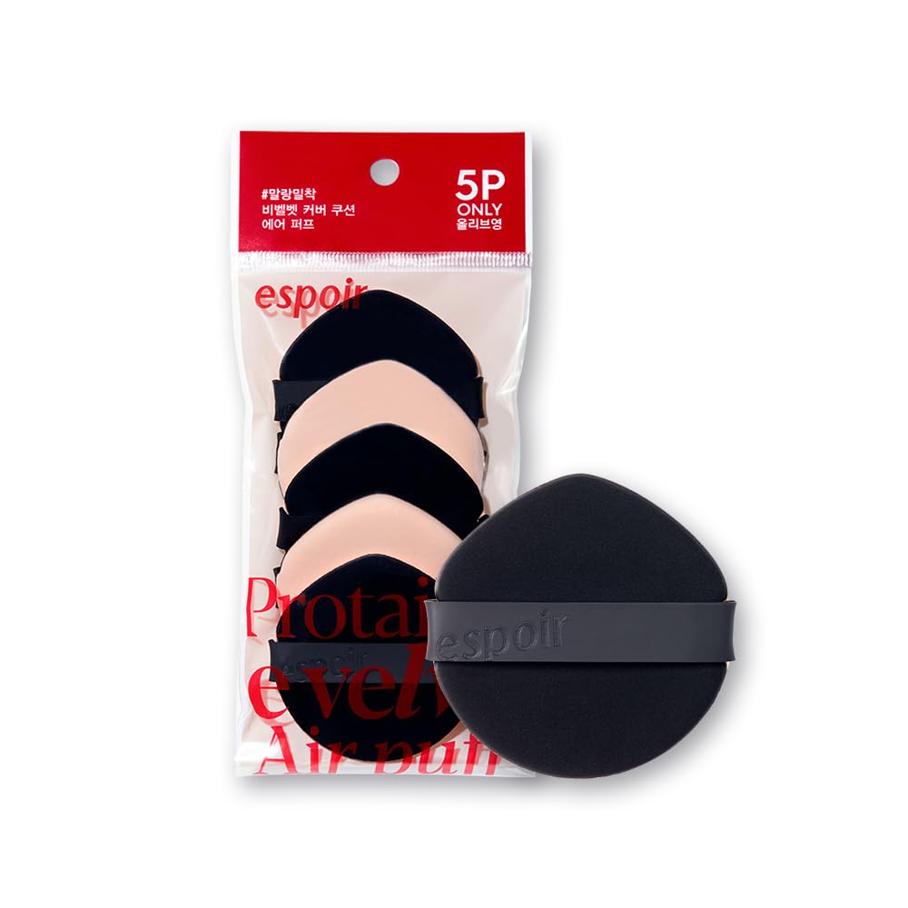 Espoir Be Velvet Air Puff 5ea | Flawless Face Makeup Fast and Easily | Makeup Sponge Applicator Air Cushion Powder Puff for Liquid Foundation, Cream, Powder, Concealer | Korean Base Makeup Tools