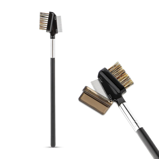 1 Pcs Eyebrow Brush, Metal Eyelash Comb, Resuable Dual Eyebrow Comb, Eye Brow Makeup Brush Eye Lash Comb for Eyelashes Extension (Bristles)