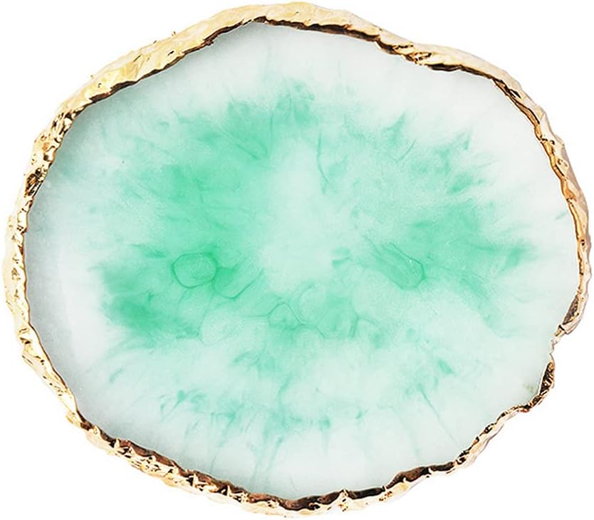 Resin Nail Art Palette, Nail Painting Mixed Color Palette, Gilded Edge Nail Gel Color Makeup Display Board Pallet (Green)