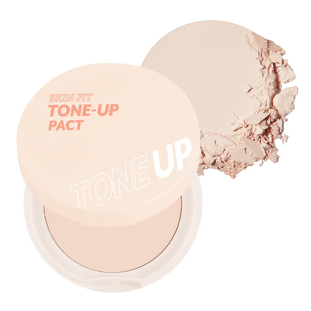 I'M MEME Compact - Skin Fit Tone Up Pact | FLawless Finish with Aqua Sebum, Soft & Velvet Pressed Powder Compact, Smooth Pores & Fine Lines, Korean Makeup, Translucent, Oily Skin, 0.35 Oz