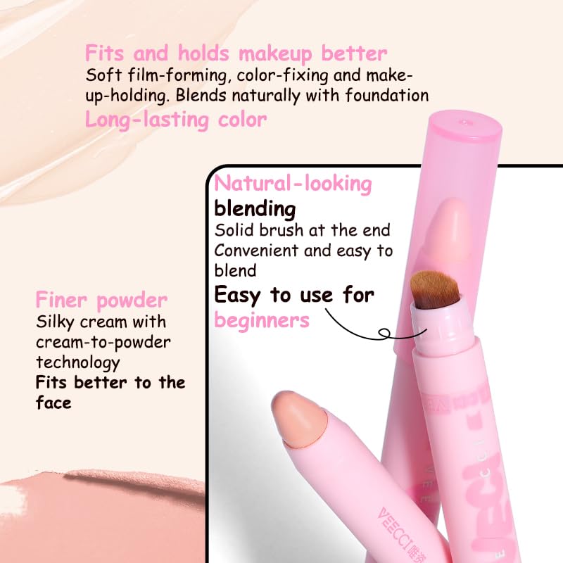 Contour Stick - Precise Stick for a Flawless Look with Brush, Moisturizing, Long-lasting Buildable Color for Easy Sculpting, Highly Pigmented Matte Finish, Ideal for Foundation & Concealer