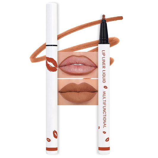 evpct Longwear Liquid Lip Liner Stain Marker Pen Long Lasting Waterproof, Nude Light Brown Matte Semi Permanent 24 Hour Lip Liner and Lipstick Combo, Color Stay Lipliner All Day, Lips Stain peel off