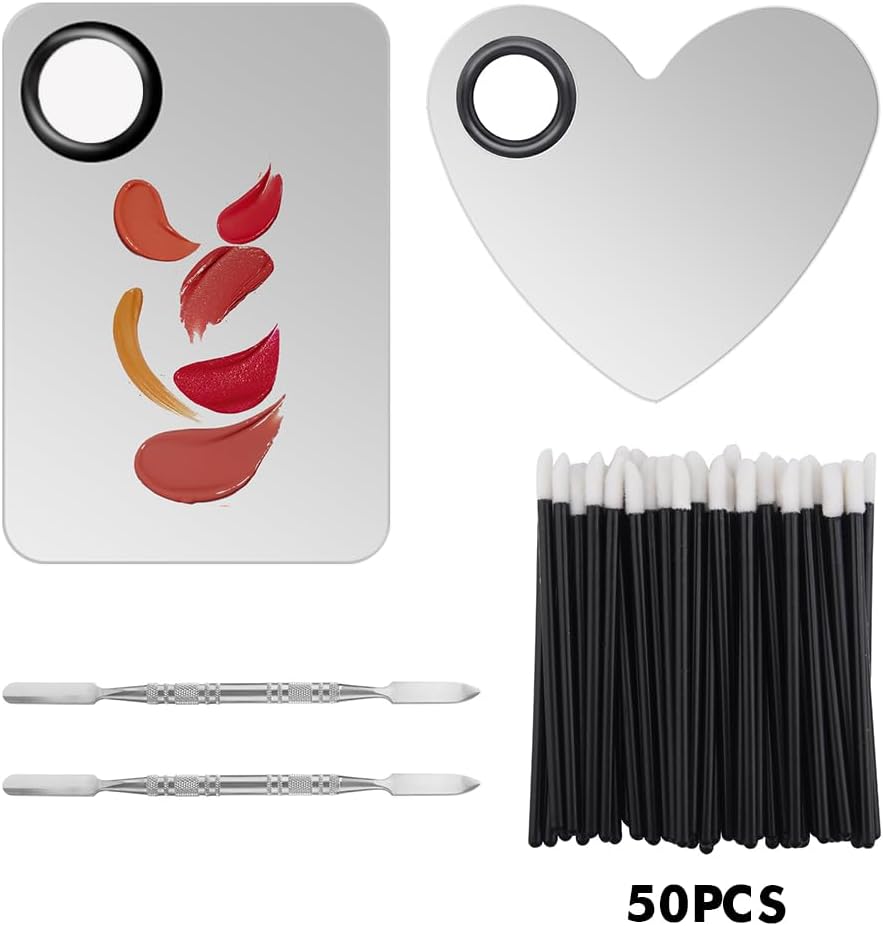 Makeup Palette Lipstick Applicator with Spatula Lip Gloss Brush Makeup Tool Set Suitable for Lipstick, Foundation and Other Cosmetic Color Mixing(Makeup Palette Set)