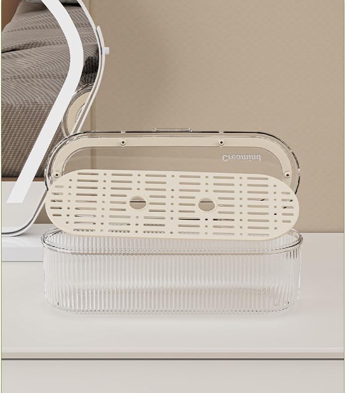 Makeup Brush Holder Organizer, Clear Acrylic Makeup Sponges Organizer, Cosmetic Storage Case with Lid, Display Case for Vanity